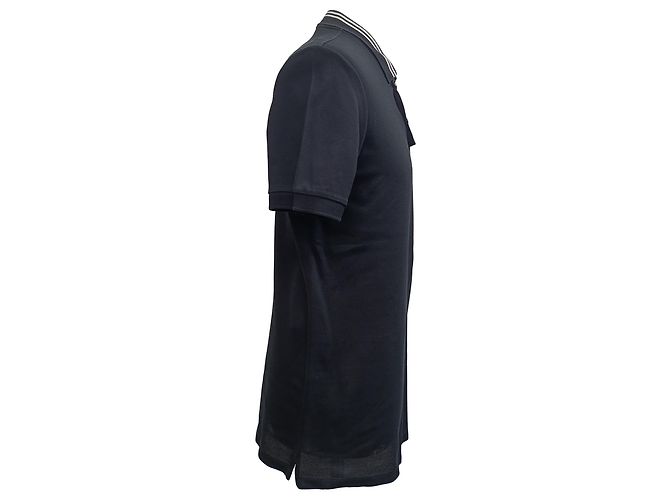 Polo a righe con colletto a maniche corte Lanvin in cotone nero - vista 2
