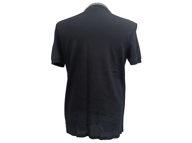 Polo a righe con colletto a maniche corte Lanvin in cotone nero - vista 3