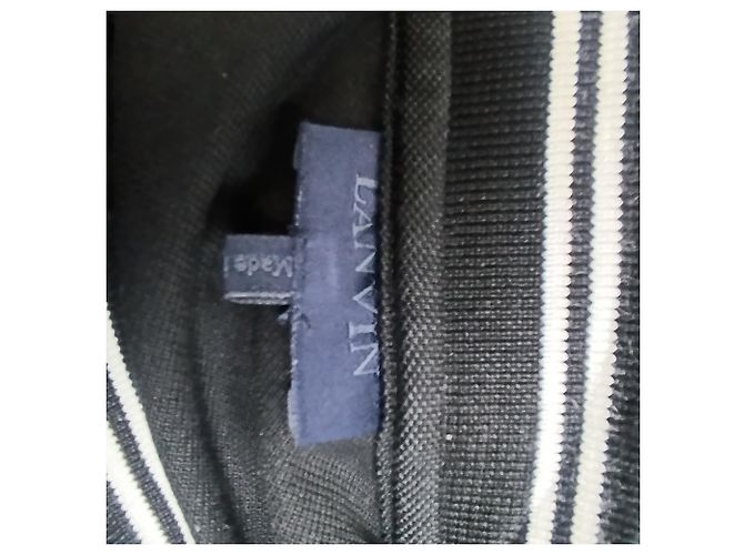 Polo a righe con colletto a maniche corte Lanvin in cotone nero - vista 4