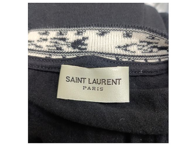 Camiseta de cuello de punto estampada Saint Laurent en algodón negro - vista 2