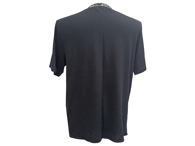 Camiseta de cuello de punto estampada Saint Laurent en algodón negro - vista 4