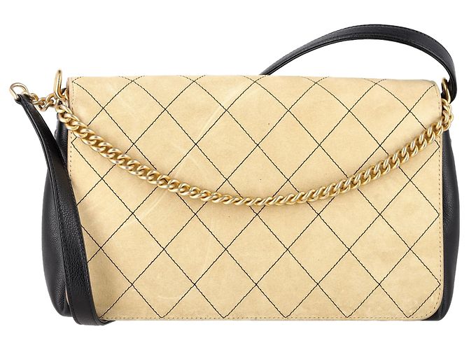 Timeless Borsa Classic Flap Chanel in suede beige - vista 3