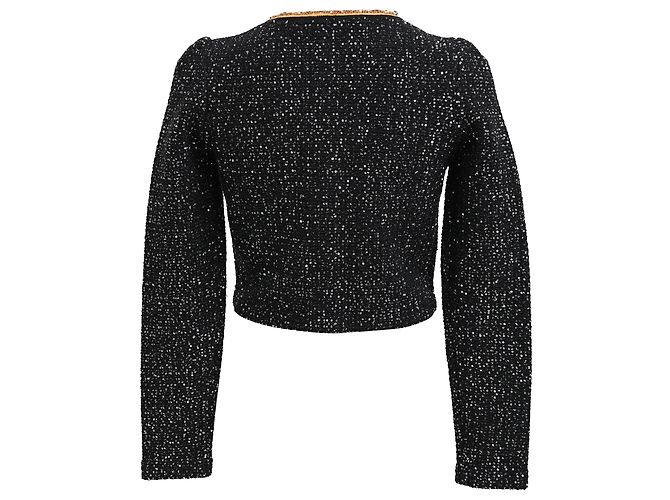 Self portrait Cardigan court en tricot pailleté Self-Portrait en polyester noir - vue 3