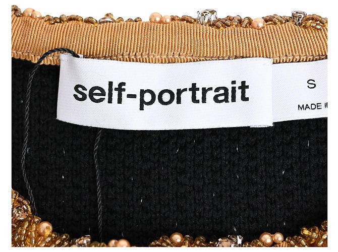 Self portrait Cardigan court en tricot pailleté Self-Portrait en polyester noir - vue 4