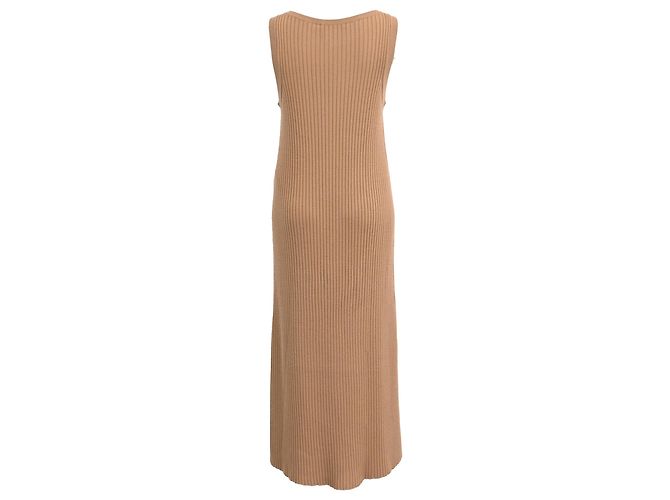 Abito midi in lana marrone a coste Chloé Rosso - vista 3