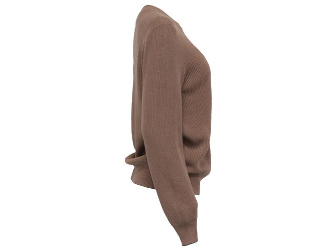 Brauner Baumwollpullover mit Rundhalsausschnitt von Brunello Cucinelli Rot - Ansicht 3