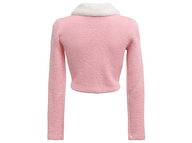 Self portrait Kurze Polyesterjacke mit Kunstfellkragen von Self-Portrait in Rosa Pink - Ansicht 3