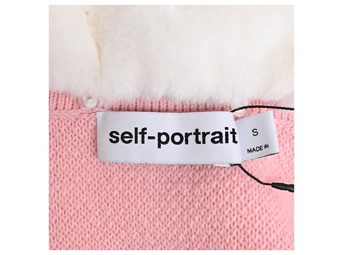 Self portrait Kurze Polyesterjacke mit Kunstfellkragen von Self-Portrait in Rosa Pink - Ansicht 4