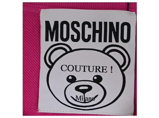 Oversized Sweatshirt aus rosa Baumwolle mit Moschino Couture Teddybär Pink - Ansicht 4