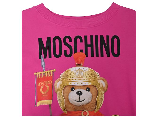 Oversized Sweatshirt aus rosa Baumwolle mit Moschino Couture Teddybär Pink - Ansicht 5