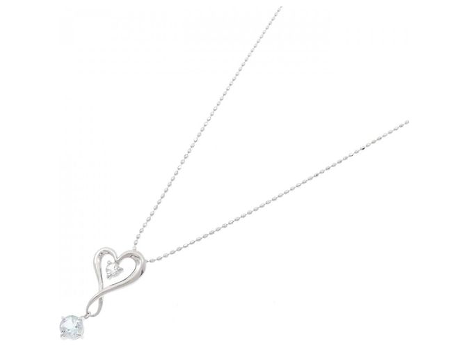 Autre Marque Collana in oro bianco K10 con acquamarina e topazio bianco Argento - vista 2