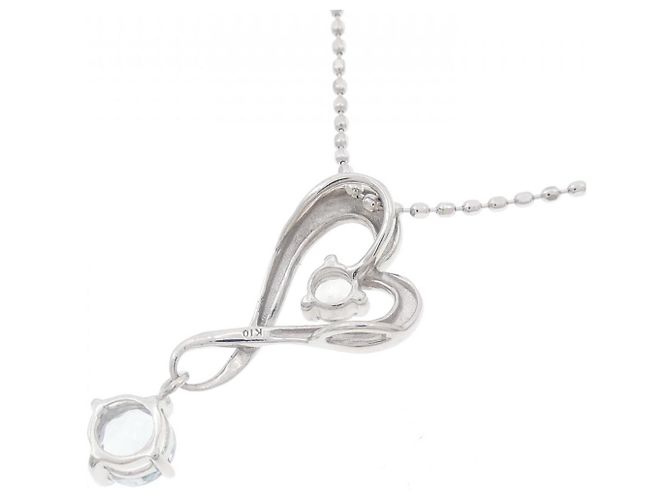 Autre Marque Collana in oro bianco K10 con acquamarina e topazio bianco Argento - vista 4