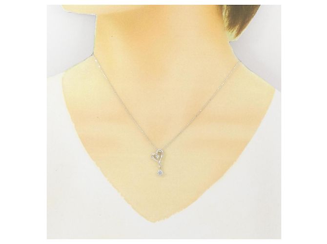 Autre Marque Collana in oro bianco K10 con acquamarina e topazio bianco Argento - vista 6