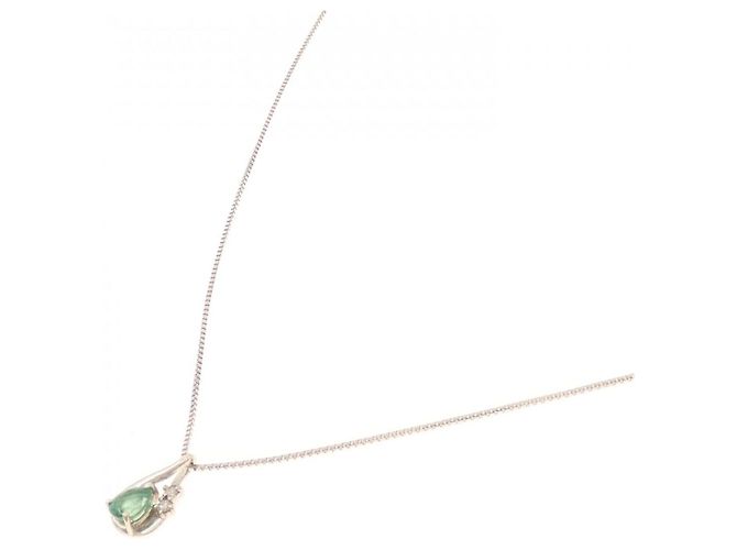 Autre Marque Collar de diamante esmeralda Pt900 Pt850 Plata - vista 2