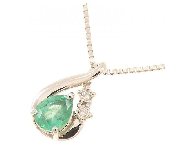 Autre Marque Collar de diamante esmeralda Pt900 Pt850 Plata - vista 3