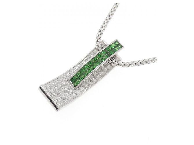 Autre Marque Colar de diamante e granada 750WG Verde - vista 3