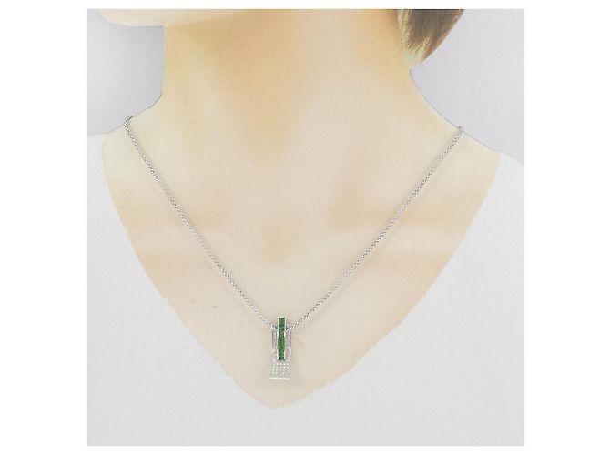 Autre Marque Colar de diamante e granada 750WG Verde - vista 6