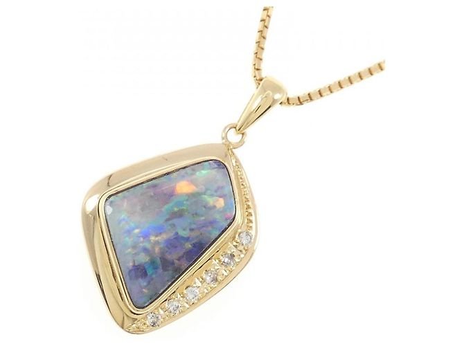 Autre Marque Collana Au750 Opale Boulder Diamante D'oro - vista 3