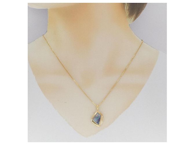 Autre Marque Collana Au750 Opale Boulder Diamante D'oro - vista 6