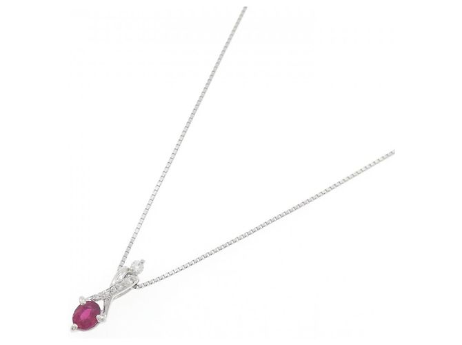 Autre Marque Collana in Rubino e Diamante Pt900 Pt850 Rosso - vista 2