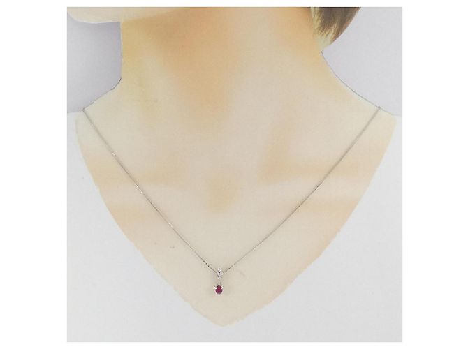 Autre Marque Collana in Rubino e Diamante Pt900 Pt850 Rosso - vista 6
