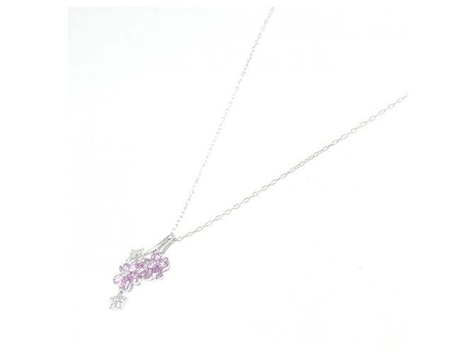 Autre Marque Au750 Saphir-Diamant-Halskette Silber - Ansicht 2