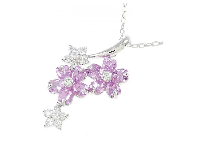 Autre Marque Au750 Saphir-Diamant-Halskette Silber - Ansicht 3
