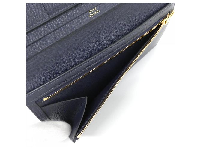 Béarn Cartera larga bifold Madame Bearn Soufflet de Hermès Azul - vista 6