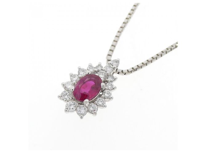 Autre Marque Collana in platino con rubini e diamanti Rosso - vista 3