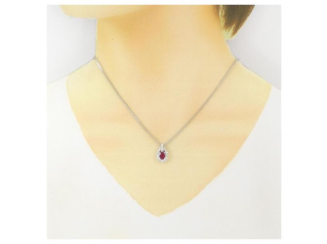Autre Marque Collana in platino con rubini e diamanti Rosso - vista 6
