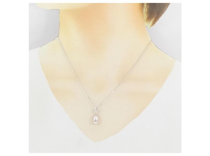 Collana Perlita Mikimoto Au750 in perle d'acqua dolce e diamanti Argento - vista 6