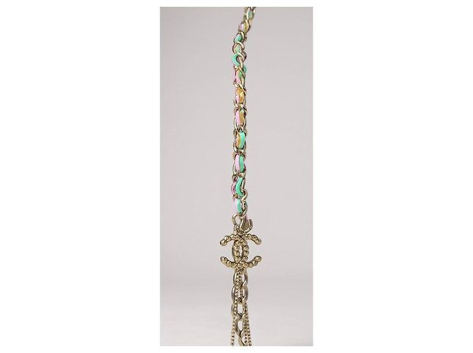 Collana con lettere 'CHANEL' a più fili Multicolore Silver hardware - vue 11