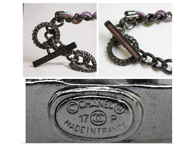 Collana con lettere 'CHANEL' a più fili Multicolore Silver hardware - vue 12
