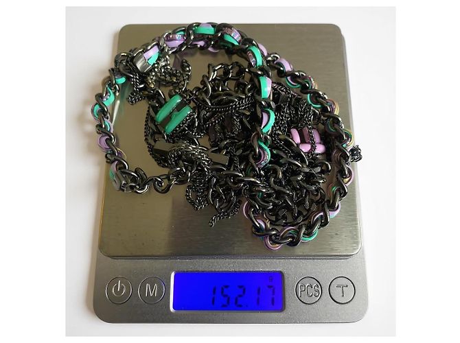 Collana con lettere 'CHANEL' a più fili Multicolore Silver hardware - vue 13