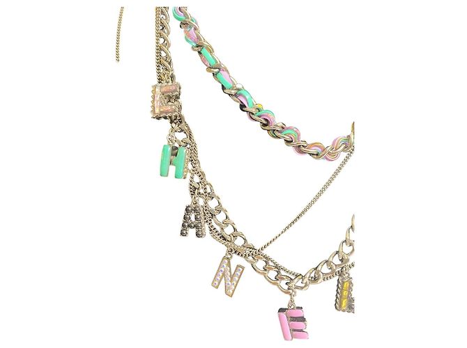 Collana con lettere 'CHANEL' a più fili Multicolore Silver hardware - vue 9