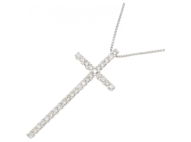 Autre Marque Collana con croce di diamante in oro bianco Au750 Argento - vista 3
