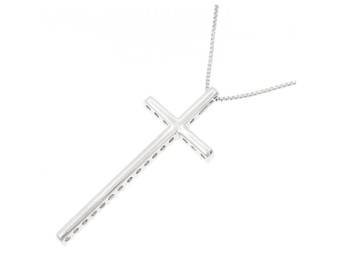 Autre Marque Collana con croce di diamante in oro bianco Au750 Argento - vista 4