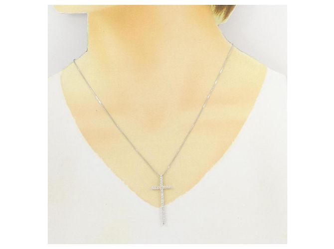 Autre Marque Collana con croce di diamante in oro bianco Au750 Argento - vista 6