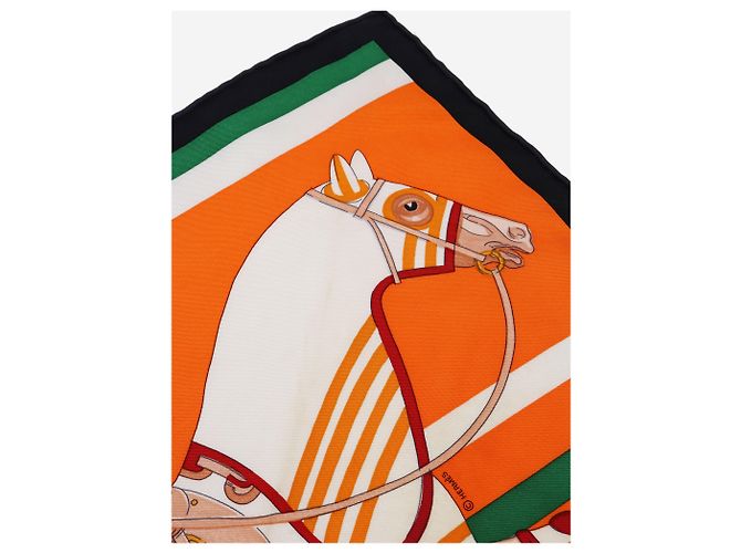 Hermès Foulard quadrato Orange cheval a la couverture square scarf - vista 3