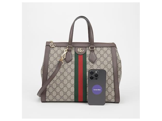 Gucci Borsa a Spalla Ophidia Medium Tote Marrone - vista 11