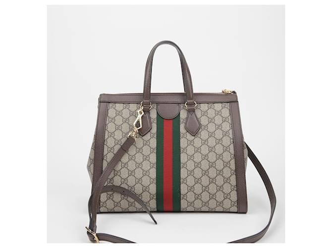 Gucci Borsa a Spalla Ophidia Medium Tote Marrone - vista 3