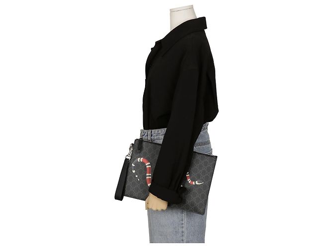 Gucci Clutch con tracolla Kingsnake Nero - vista 11