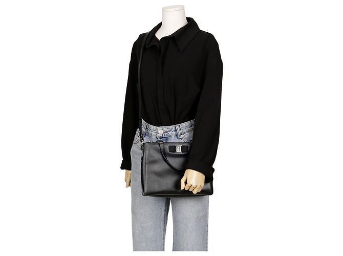 Salvatore Ferragamo Borsa Tote e a Spalla Tara Tracy Nero - vista 17