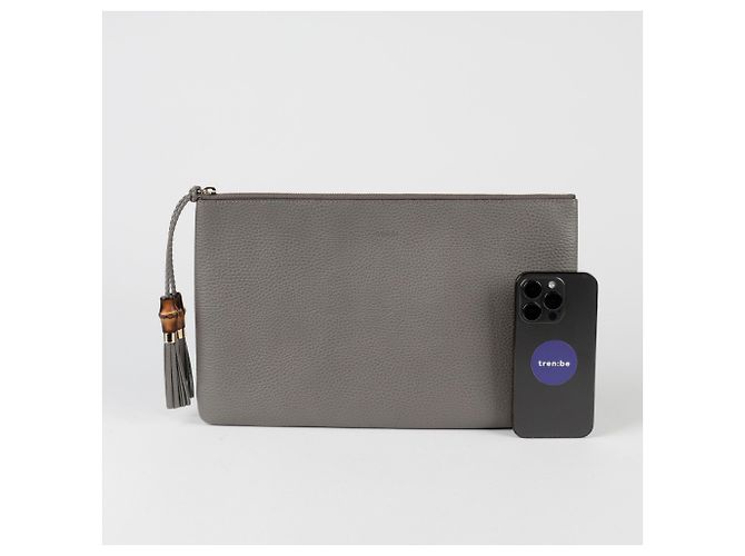 Bamboo Gucci Clutch in bambù con nappa - vista 8