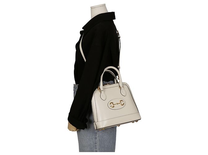 Gucci Borsa a Mano e a Spalla Horsebit Small Top Handle Bianco - vista 9