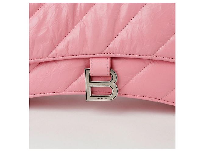 Balenciaga Borsa a spalla e crossbody piccola in catena trapuntata Crush Rosa - vista 2