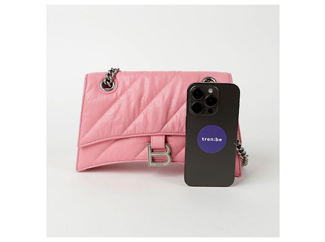 Balenciaga Borsa a spalla e crossbody piccola in catena trapuntata Crush Rosa - vista 7