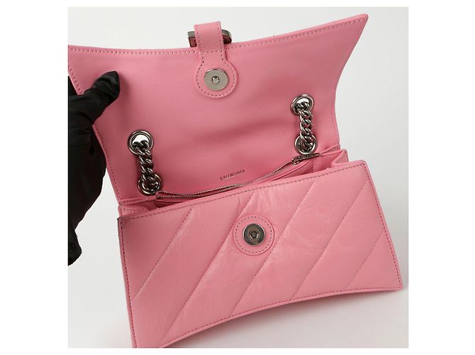 Balenciaga Borsa a spalla e crossbody piccola in catena trapuntata Crush Rosa - vista 8