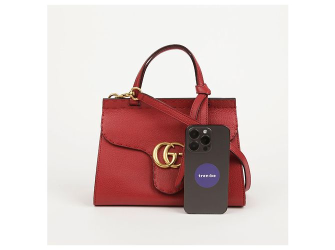 Gucci GG Marmont Mini Handtasche und Schultertasche Rot - Ansicht 8
