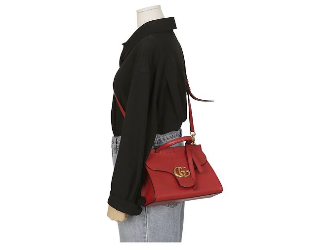 Gucci GG Marmont Mini Handtasche und Schultertasche Rot - Ansicht 9